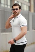 Erkek Fermuarlı Yakalı Kısa Kollu T-shirt resmi